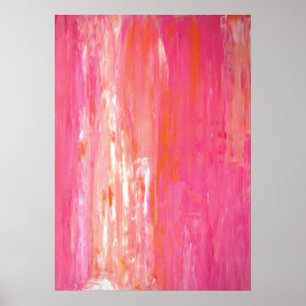 Póster Cor Linear Cor Rosa e Abstrato Laranja