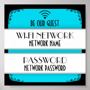 Poster Cor Personalizada Da Senha Wifi