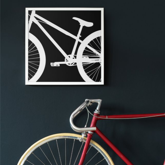 Póster Cor Personalizada da Silhueta de Bike Branco (Criador carregado)