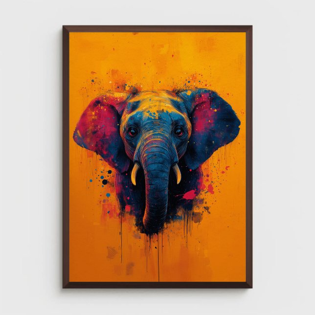 Poster Cor Pôster Elefante Abstrato Animal Vida Selvagem (Criador carregado)