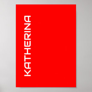Poster Cor Sólido Vermelha   Nome Branco Clássico