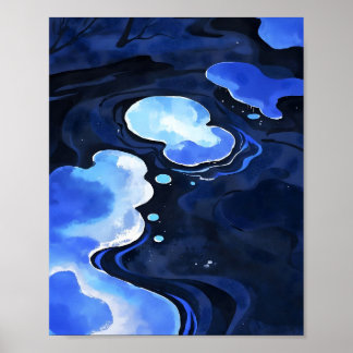 Poster cor única de água escura