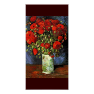 Póster Cor vermelha do amor da paz do vaso de flores das