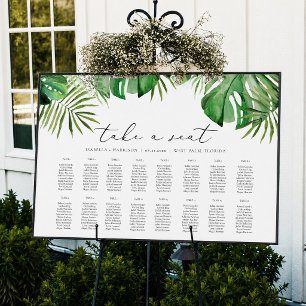 Poster CORA Aquarela Tropical Palm Folm Seating Chart