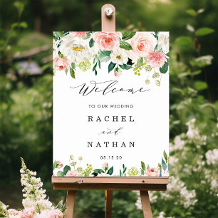 Poster Cora o sinal de boas-vindas floral do casamento da