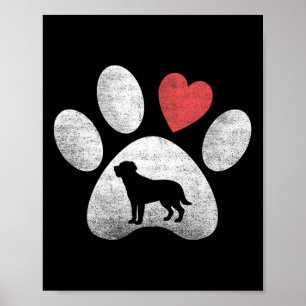 Poster Coração Amor Cachorro Pata Labrador Retriever Dia