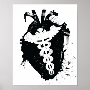 Póster coração anatômico do caduceus