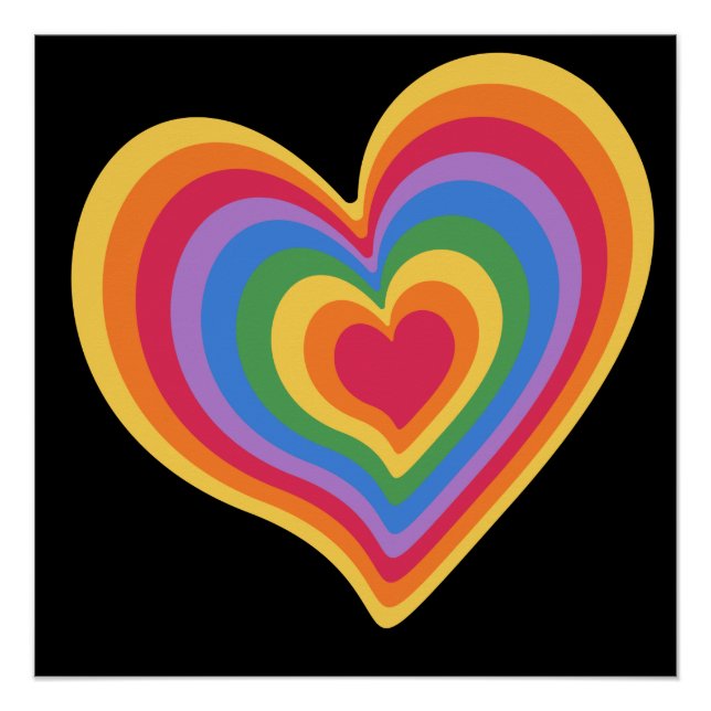 Póster Coração arco-íris. Orgulho amor gay (Frente)