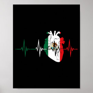 Poster Coração Batimento México Bandeira Amor Homens Mulh