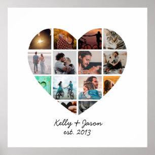 Poster Coração Bonita 14 Foto Collage Love Family