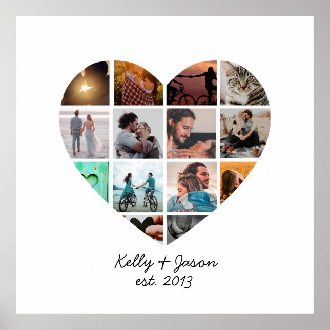 Poster Coração Bonita 14 Foto Collage Love Family (Frente)