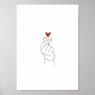 Poster Coração Coreano de Dedos (Matte)