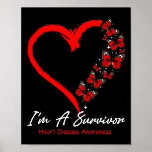 Poster Coração da borboleta Eu sou um Survivor Doença Car
