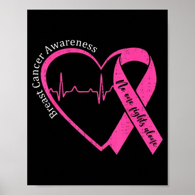 Poster Coração da Consciência do Cancro da Mama Fita Rosa (Frente)