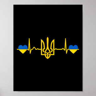 Poster Coração da Ucrânia Bandeira Ucraniana Tridente Dou