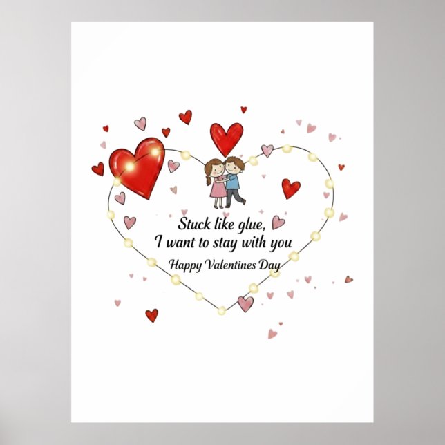Poster Coração de amor com piada engraçada (Frente)