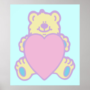 Póster Coração de Amor de Urso Bonito