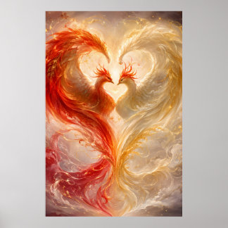 Poster Coração de Amor Eterno da Fênix Gêmea