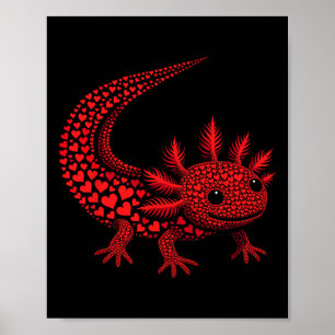 Poster Coração de Axolote Adorável Crianças Homens Mulher