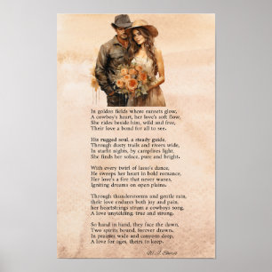 Poster Coração de Cowboy – Cartaz de Poema Western Românt