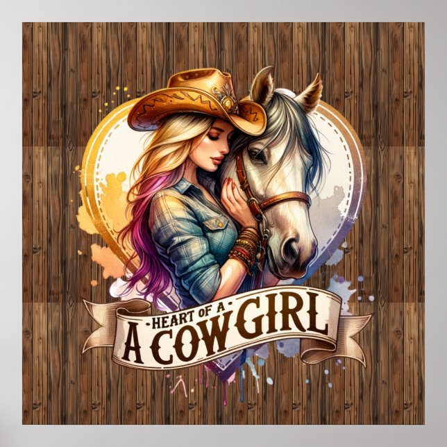 Poster Coração de Cowgirl Ocidental (Frente)