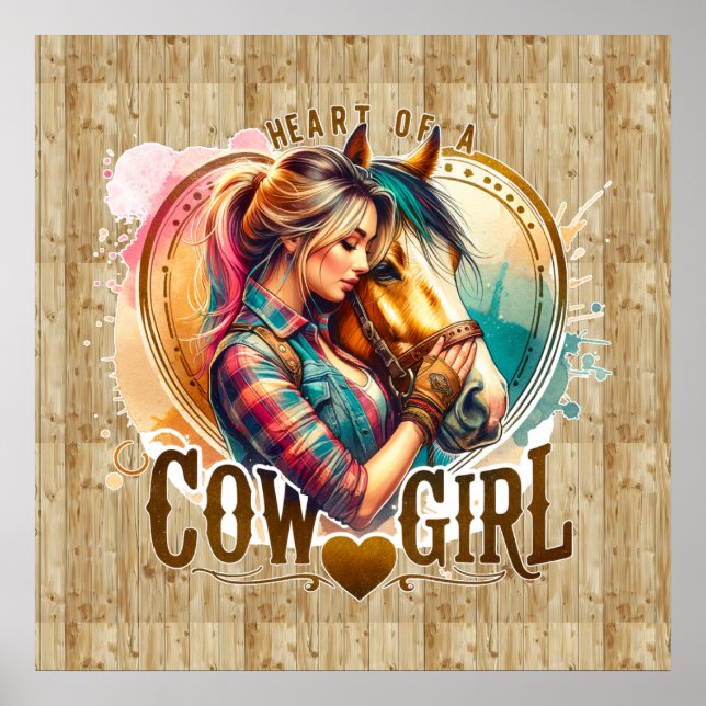 Poster Coração de Cowgirl Ocidental (Frente)