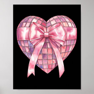 Poster Coração de Disco Coquete Rosa Valentim Garota