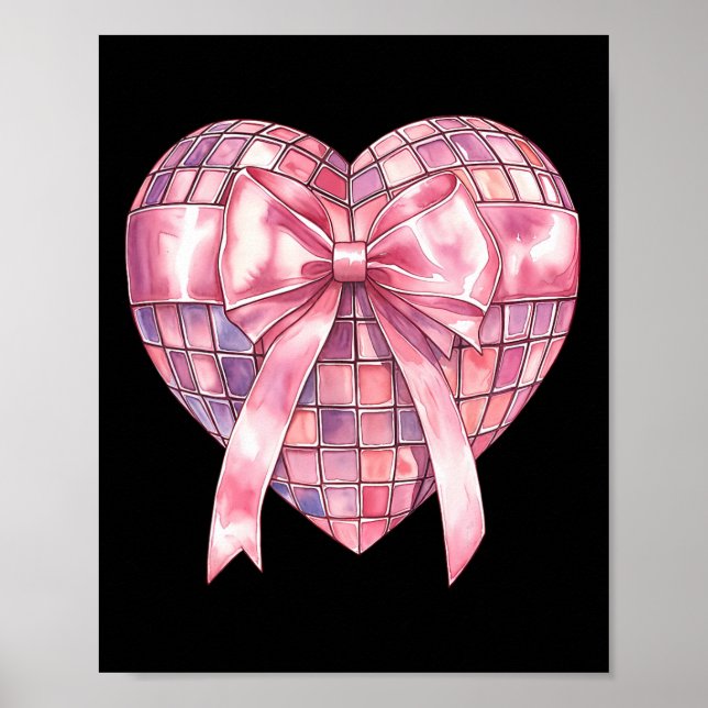 Poster Coração de Disco Coquete Rosa Valentim Garota (Frente)