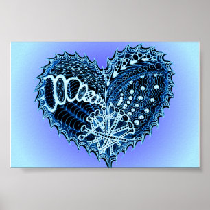 Poster Coração de Dodle Azul