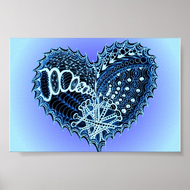 Poster Coração de Dodle Azul (Frente)