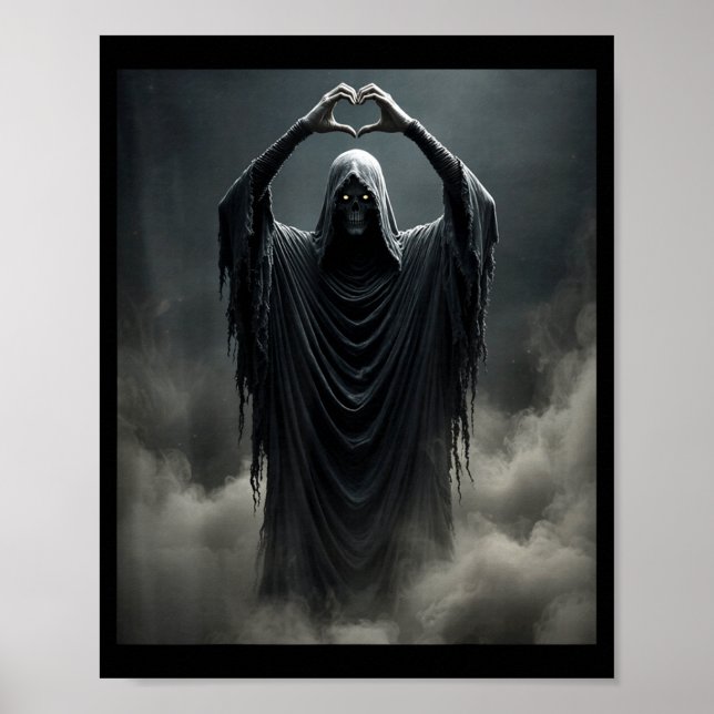 Poster Coração de fantasma engraçado mãos rosto assustado (Frente)