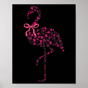 Poster Coração de Flamingo Coquete Fofo Rosa Dia dos Namo