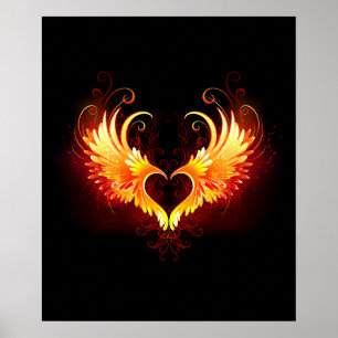 Poster Coração de Fogo Angelical com Asas