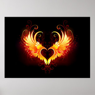 Poster Coração de Fogo Angelical com Asas