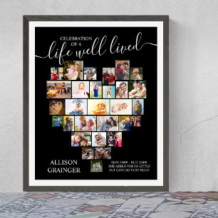 Poster Coração de Foto de Vida Bem Vivida Funeral Persona