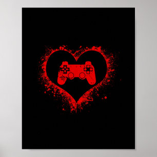 Poster Coração de Gamer Dia dos Namorados Video Games Men