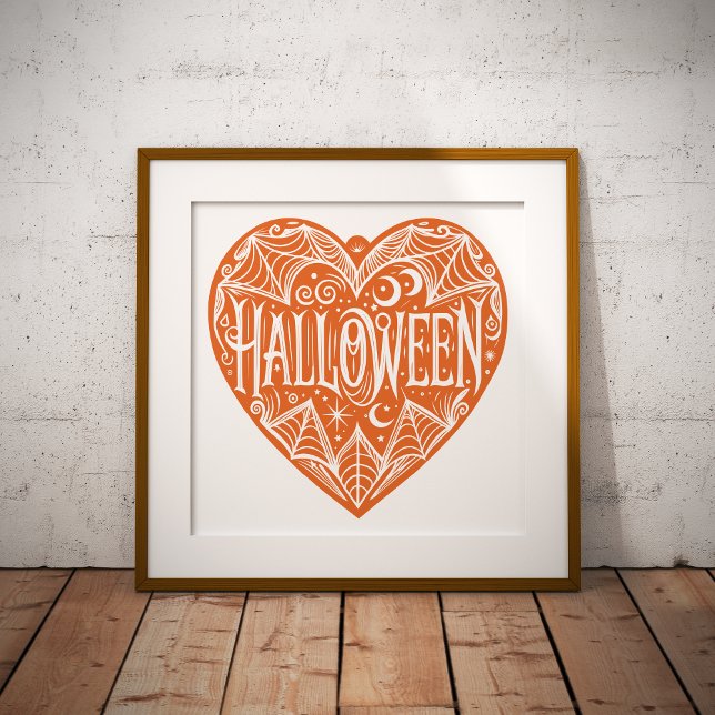 Poster Coração de Halloween, Coração em Forma de Laranja, (Criador carregado)