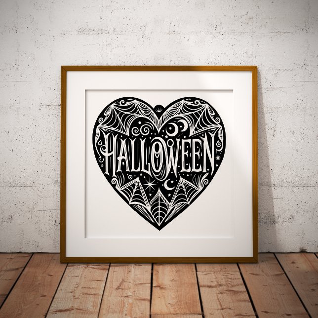 Poster Coração de Halloween, Coração em Forma Preta, Feri (Criador carregado)