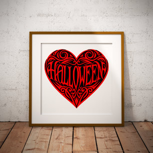 Poster Coração de Halloween, Coração Vermelho, Feriado