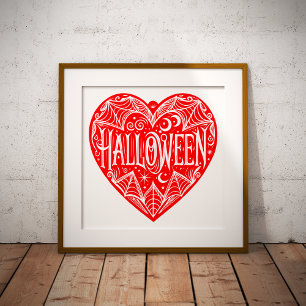 Poster Coração de Halloween, Coração Vermelho, Feriado