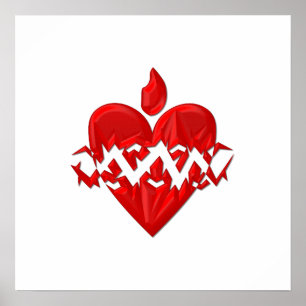 Poster Coração de Jesus Sagrado "3-D"