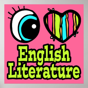 Póster Coração de Olho Brilhante Eu Amo Literatura Ingles
