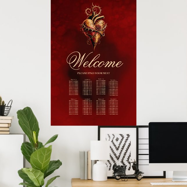 Poster Coração de paixão romance e amor. (Escritório em casa)