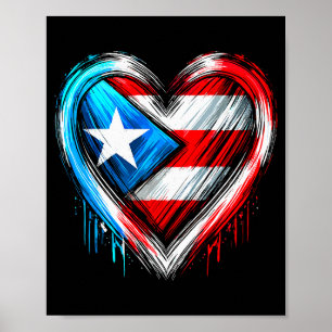 Poster Coração de Porto Rico Bandeira Porto-Riquenha
