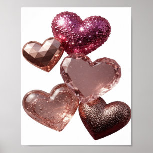 Poster Coração de Prata Limpo CORAÇÕES DE AMOR