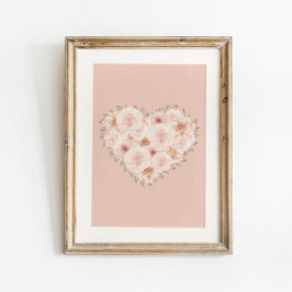 Poster Coração de Rosas de Aquarela