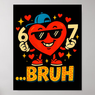 Poster Coração de São Valentim Dabbing Amor Engraçado Bru