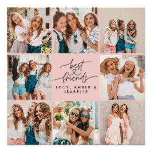 Póster Coração de script - melhores amigos do multi-foto