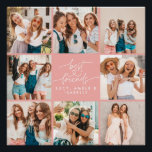 Póster Coração de script - melhores amigos do multi-foto<br><div class="desc">Belo coração,  belo e multifotógrafo,  melhores amigos simples e elegantes presentes de poster branco e cor-de-rosa.</div>