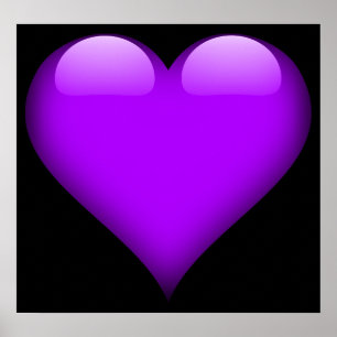 Póster Coração de vidro roxo customizável